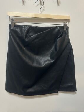 Wilfred Black Faux Leather Draped Mini Skirt